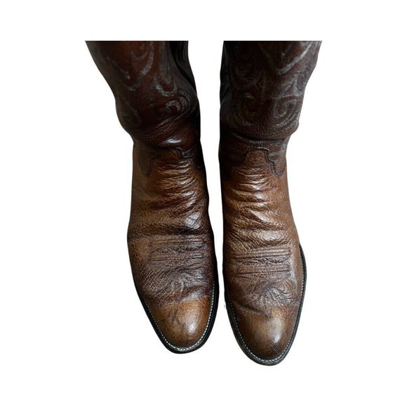 GUC Vintage Olathe Boots Brown Leather Cowboy Boots - US Size 12 AA (Mens) - Picture 2 of 15